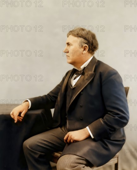 Thomas Alva Edison, 1847 - 1931, American inventor, digitally edited according to a photography,