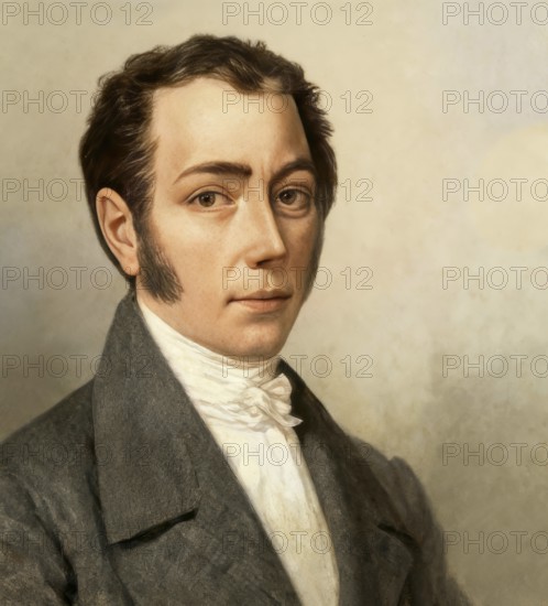Portrait of Joseph Ritter von Fraunhofer, 1787 – 1826, German physicist and optical lens