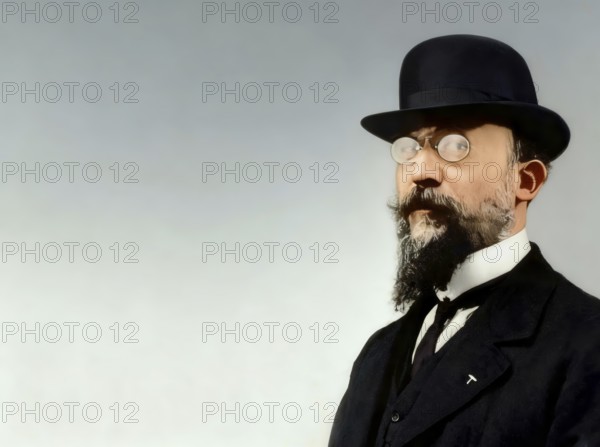 Erik Satie, 1866 – 1925, a French composer and pianist, portrait digitally edited according to a