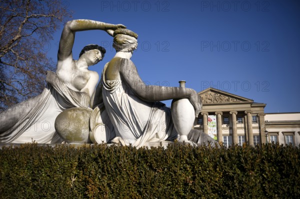 Statue of charming nymphs, behind Stuttgart Museum of Natural History, Rosenstein Castle,