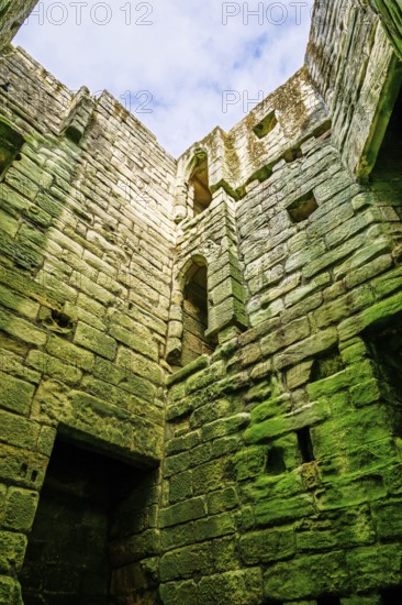 Ruins of Warkworth Castle, River Coquet, Warkworth, Northumberland, England, UK