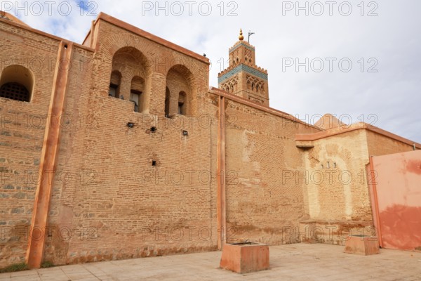 Koutoubia mosque with minaret, landmark of Marrakech, historic old town, Medina, UNESCO World