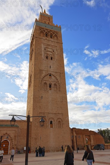 Minaret of the Koutoubia Mosque, landmark of Marrakech, historic old town, Medina, UNESCO World