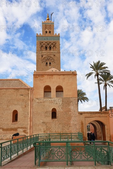 Koutoubia mosque with minaret, landmark of Marrakech, historic old town, Medina, UNESCO World