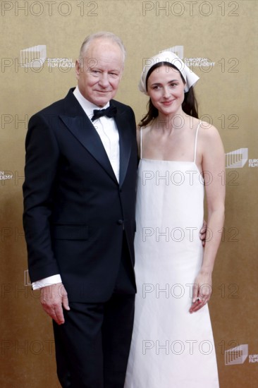 Stellan Skarsgård and Renate Reinsve arriving for the European Film Awards at the House of World