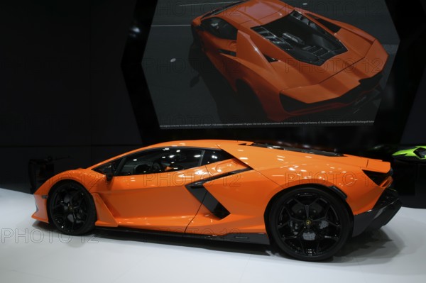 Press photo of luxurious sports car Lamborghini Revuelto plug-in hybrid super sports car with 1015