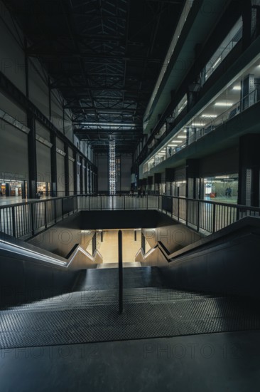 Modern staircase in an industrial building, Tate Modern of Art, Lodon, United Kingdom