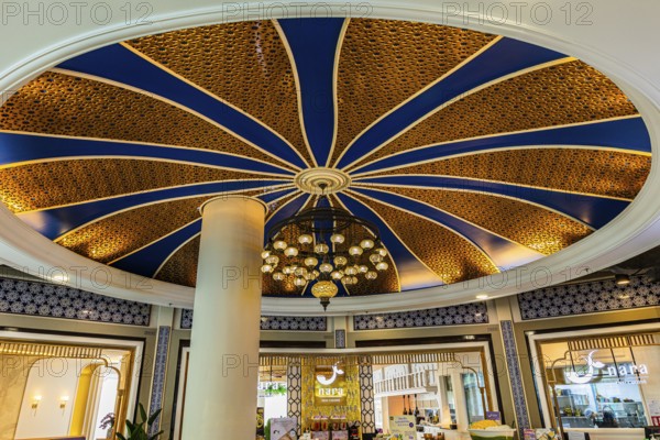 Themed shopping mall, ornate ceiling painting on the top floor, luxury shops, Terminal 21, Bangkok,