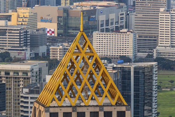 Over the rooftops of Bangkok, view from the Moon Bar on the roof terrace of the Banyan Tree Hotel,