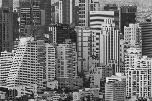 Over the rooftops of Bangkok, view from the Moon Bar on the roof terrace of the Banyan Tree hotel,