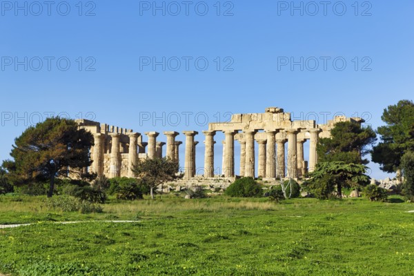 Temple E, Temple of Hera in the ancient Greek city of Selinunte, acropolis, Doric style,