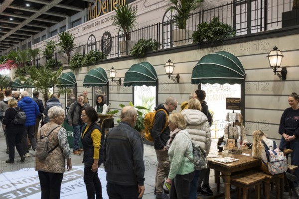 Buildings in the flower hall at the Green Week on the exhibition grounds in Berlin on 16.01.2026.