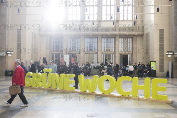 Sign in the entrance hall at the Green Week at the exhibition center in Berlin on 16.01.2026. The