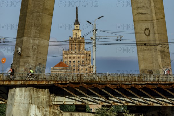 Vansu bridge in Riga with a view of the Latvian Academy of Sciences, Riga, Vidzeme, Latvia