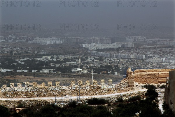 View of Agadir with the Kasbah and a large parking lot in the foreground, Agadir, Souss-Massa