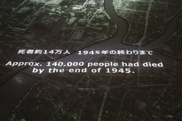 City model with atomic bomb simulation at Hiroshima Peace Museum, Hiroshima, Japan