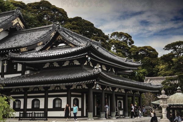 Main building of the Hase Dera Temple with traditional Japanese architecture in Kamakura, Kamakura,