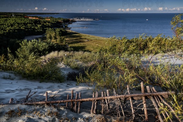 Beautiful coastal landscape with overgrown dunes and sea view, Nida, Curonian Spit, Lithuania