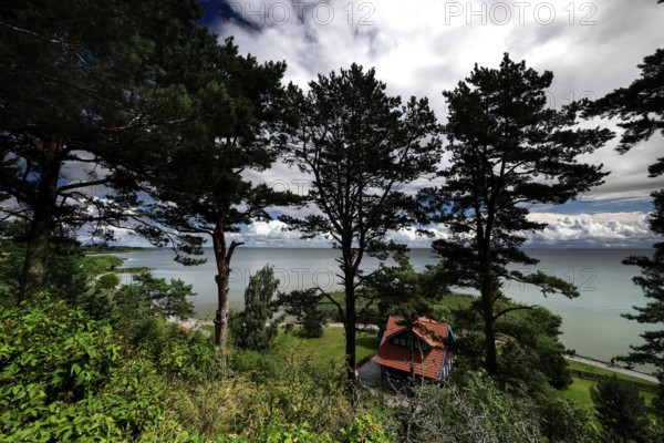 View of Thomas Mann's house in Nida with a view of the coast from Mother-in-Law Mountain, Nida,