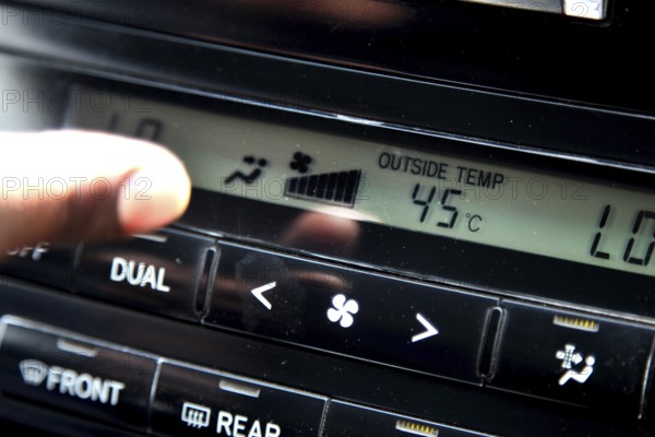 Vehicle temperature display shows 45 degrees Celsius in Shehet, Shehet, Ethiopia