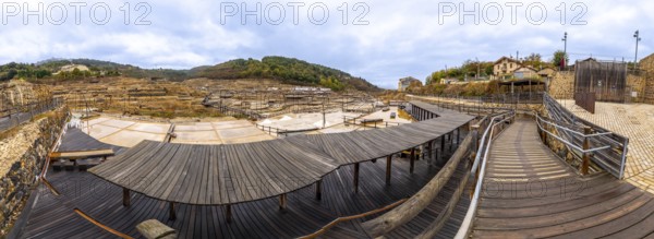 Anana salt flats showing ancient salt evaporation ponds in the salt valley, featuring a network of