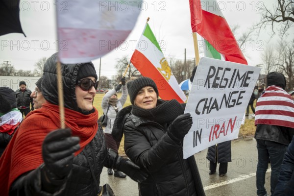 Detroit, Michigan USA - 13 January 2026 - Supporters of regime change in Iran joined protests