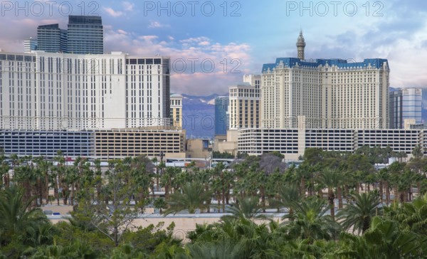 Las Vegas Casino Strip district lined with upscale casino hotels, casinos and famous tourist