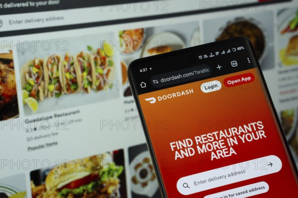 Dhaka, Bangladesh - 16 March 2025: The app of the DoorDash is displayed on a smartphone screen, and