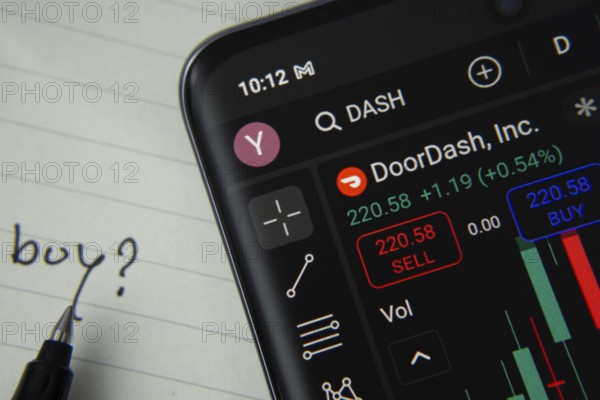 Dhaka, Bangladesh- 20 June 2025: DoorDash stock trading details displayed on smartphone with