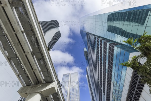 Miami downtown financial skyline and business shopping center near Biscayne bay and South beach