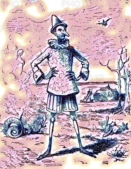 Front cover of the first edition 1883 by Enrico Mazzanti, fairy tale novel The Adventures of