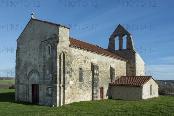 St Andrew's Church, romanesque church of Taxat-Senat. Allier department. Auvergne Rhone Alpes.