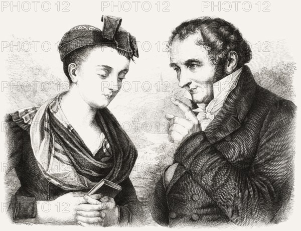 Portaits of Elisabeth Baustlicher with Johann Peter Hebel, 1760 - 1826, German poet, Protestant