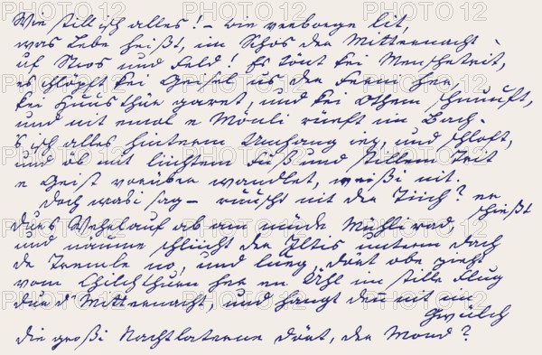 Hand-written poem by Johann Peter Hebel, 1760 - 1826, a German poet, a Protestant theologian and