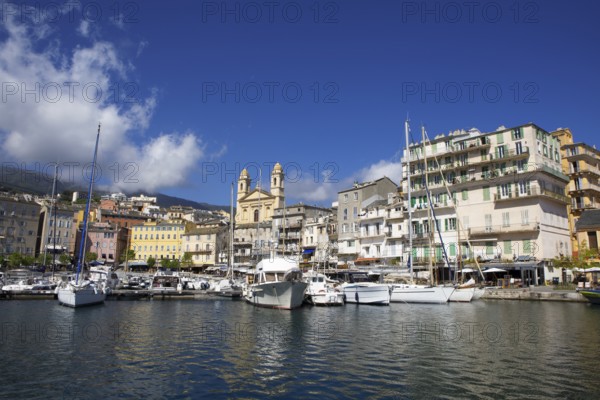 Old port with marina and church of Saint Jean-Baptiste à Bastia or church of St. John the Baptist,