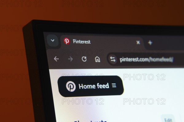 Dhaka, Bangladesh- 02 June 2025: Close-up of a computer screen displaying the Pinterest web