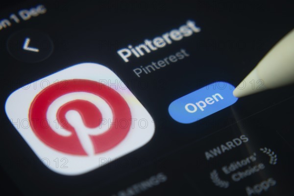 Dhaka, Bangladesh- 01 Dec 2025: A close-up of the Pinterest app icon in the App Store on an iPad