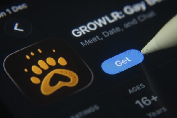 Dhaka, Bangladesh- 01 Dec 2025: A close-up of the GROWLR app icon in the App Store on an iPad