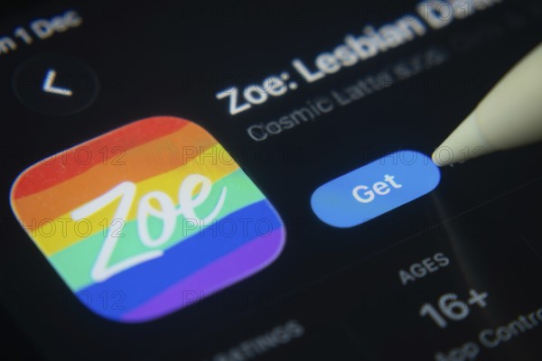 Dhaka, Bangladesh- 01 Dec 2025: A close-up of the Zoe app icon in the App Store on an iPad screen