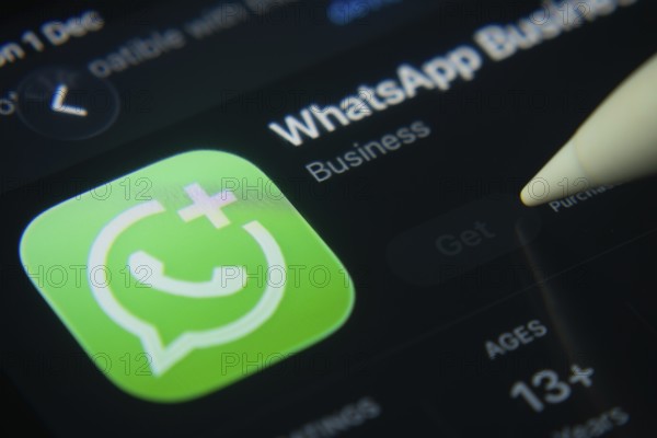 Dhaka, Bangladesh- 01 Dec 2025: A close-up of the WhatsApp Business app icon in the App Store on an
