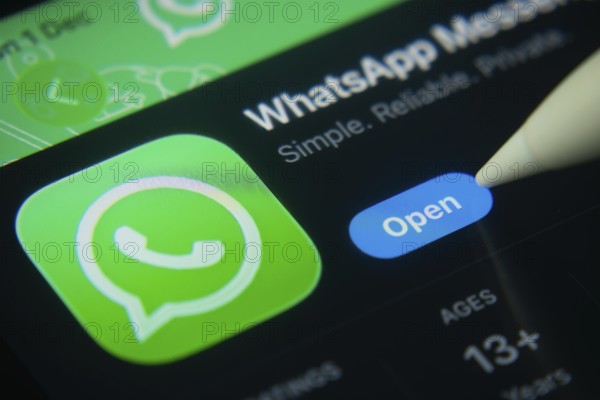 Dhaka, Bangladesh- 01 Dec 2025: A close-up of the WhatsApp app icon in the App Store on an iPad