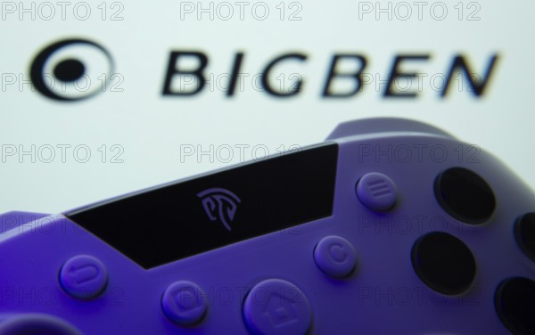 Dhaka, Bangladesh- 24 Mar 2025: A close-up of a gamepad with the Bigben seen on screen in the
