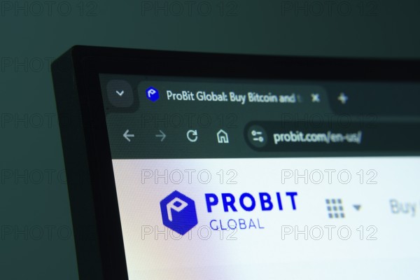 Dhaka, Bangladesh- 02 June 2025: Close-up of a computer screen displaying the ProBit Global web