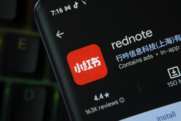 Dhaka, Bangladesh- 27 July 2025: rednote app from Google Playstore is displayed on a smartphone