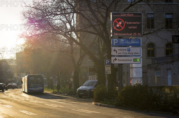 Sign, information sign, fireworks ban, fireworks ban on New Year's Eve in the city center,