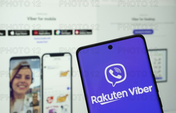 Dhaka, Bangladesh- 05 March 2025: Rakuten Viber logo is displayed on a smartphone screen, with the