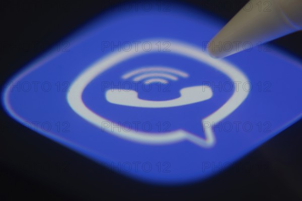 Dhaka, Bangladesh- 06 Dec 2025: Close-up of the Rakuten Viber app on a screen with a stylus