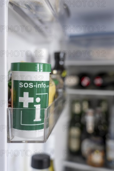 Emergency box in a refrigerator, it contains a comprehensive information sheet which gives