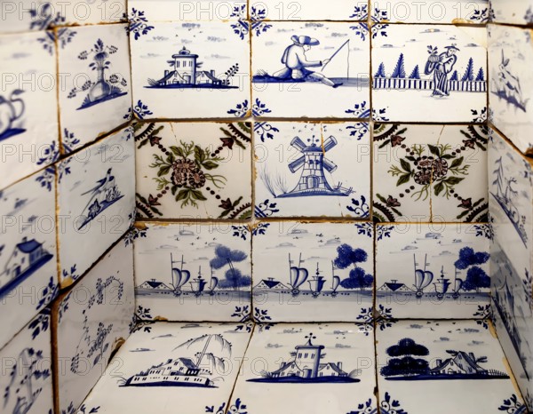 Delftware tiles, also known as Delft Blue, Delft pottery, Keramik.um museum, an exhibition house