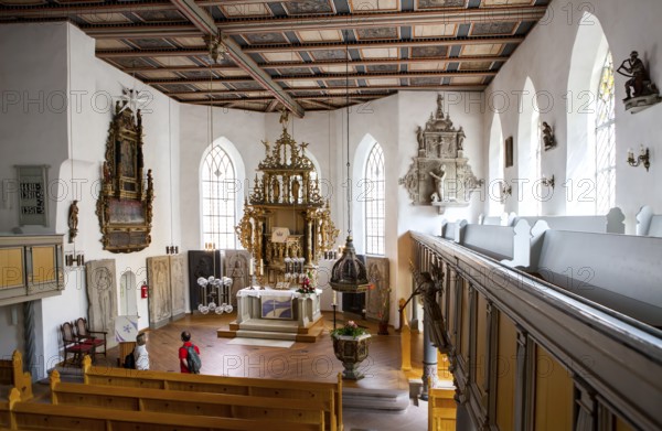 Inner view, Saint Giles or market church St. Aegidien, Osterode, Upper Harz region, Lower Saxony,